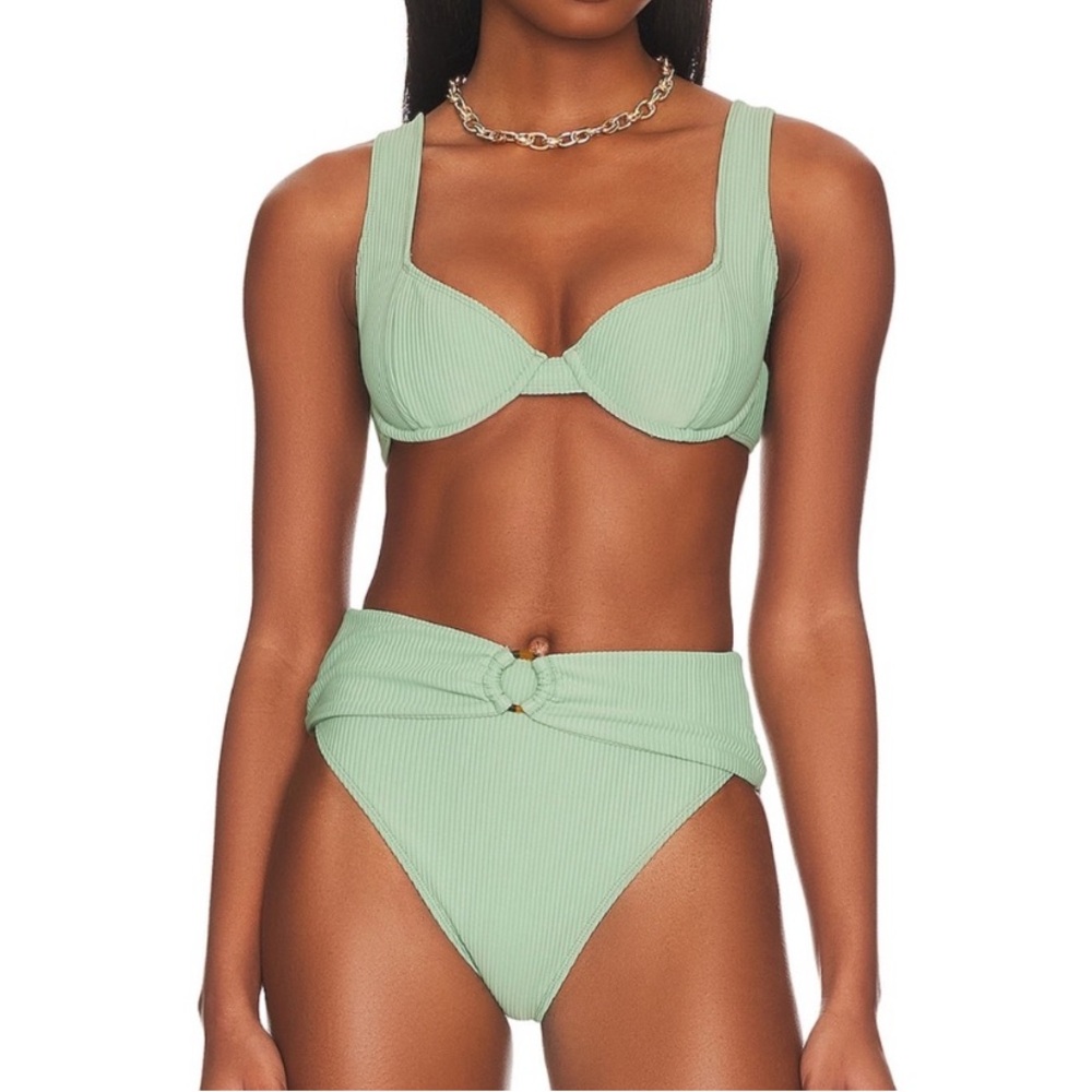 Mint Green Ribbed Bikini Set
